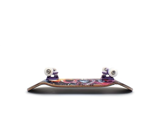 SPITBOARDS® 34 x 96 mm Wood Fingerboard Complete Set-Up, Pre Assembled, 5-Layers Wood, Pro Trucks with Lock Nuts, CNC Bearing Wheels, Real Wear Graphics, Lasered Foam Grip Tape, Octoskull