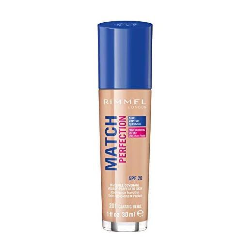 Rimmel London Match Perfection Foundation Base de Maquillaje Tono 201 Classic Beige, 30 ml