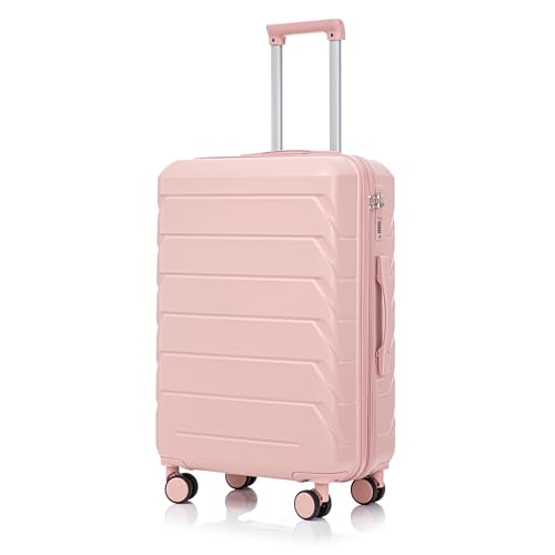 Image of 28 Inch ABS Hard Shell Large Luggage With Combination Lock and Side Hooks, Pink