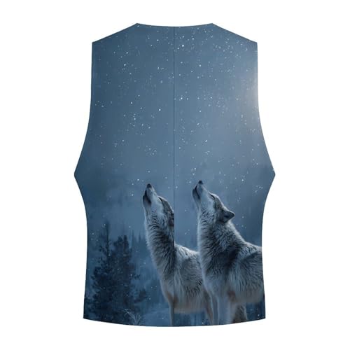 Howling Wolf Men's Suit Vest Slim Fit Business Dress Party Pattern Waistcoat Vest Top4