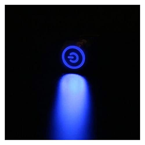 Interrupteur plat rond en laiton bouton poussoir 19mm bleu luxueux