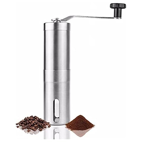 XIAORUI Bottomless Portafilter Manual Coffee Grinder Coffee Maker Ceramics Core 304 Stainless Steel Hand Burr Manual Coffee Grinder (Color : Silver) Cover