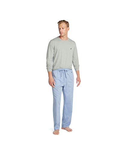 Nautica Men's Soft Woven 100% Cotton Elastic Waistband Sleep Pajama Pant, Blue Bone