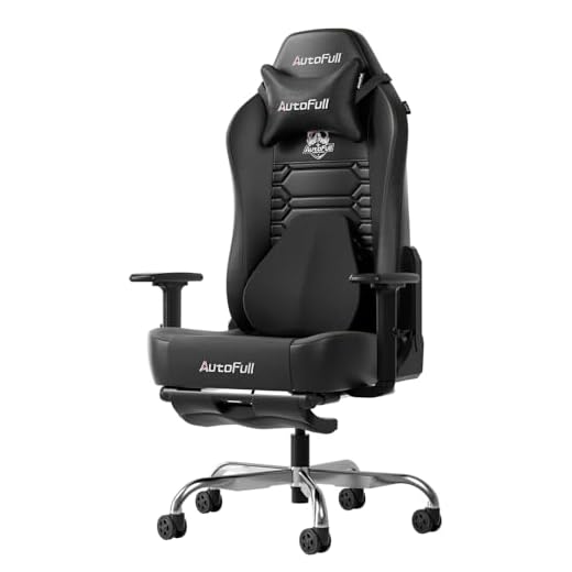 AutoFull Silla Gaming Sillón Gamer Ergonómico Silla Gamer Cuero PU Silla De Oficina, Altura del Asiento e Inclinación del Respaldo Ajustables, Reposacabezas y Soporte Lumbar, Reposapiés, Negro