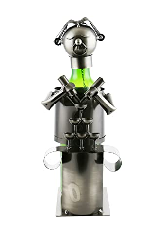 Wine Bodies Professional Bartender Metal Wine Bottle Holder, Charcoal