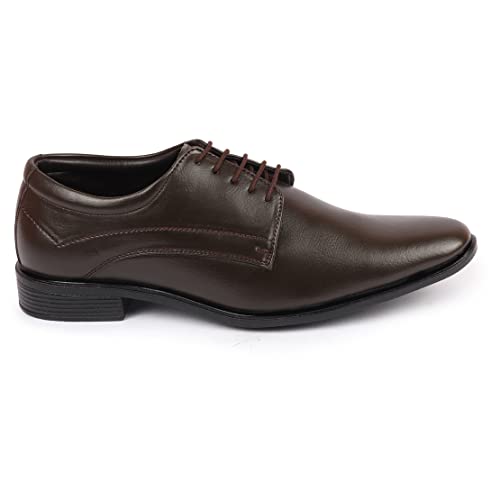 Image of FAUSTO FST KI-106 BROWN-42 Men's Brown Formal Office Dress Lace Up Derby Shoes (8 UK)