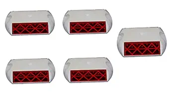 K T I 3M White And Red Road Studs/Reflectors Pack Of 5 10cm x 9cm Street Pavement and Stud Markers Great for Speed Bumps Sidewalks Pedestrian Crossings Freeways and Driveways