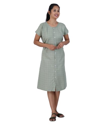 Image of MENMAII Women's [L-4XL] Full Open /Front Buttoned [a Kind of Adaptive Clothing] Multipurpose Nighty for Maternity /Pregnancy /Elderly /Patient /Feeding /Hospital Purpose Nighty Calf Length