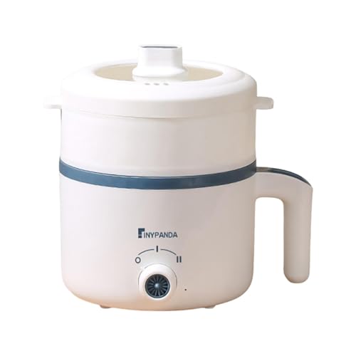 Fenteer 【一人用 ・1.7L】 炊飯器 電気鍋 調理鍋 電気調理鍋 【蒸し器付き】多機能 小型電気調理器 温度調節 一人暮らし 一人用鍋 蒸し料理 ノンスティックスープ ラーメン 卵 オートミール 麺類 うどん 目玉焼き お手伝い 受験 夜食 多機