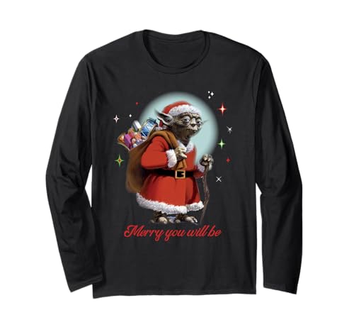 Star Wars Santa Yoda Merry You Will Be Langarmshirt