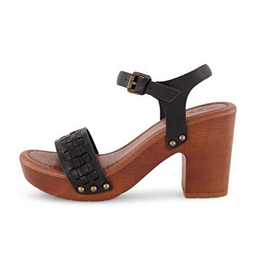 Image of Dunes Women's Sealy Faux Wood Woven Heel Sandal +Comfort Foam & LiteSole Technology, Wide Widths Available