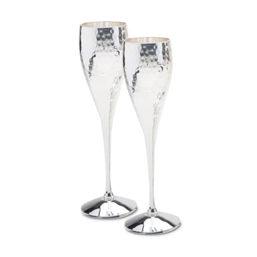 Pair Of Silver Plated Hammered Champagne Goblets
