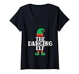 l'elfo dancing matching family christmas elf maglietta con collo a v