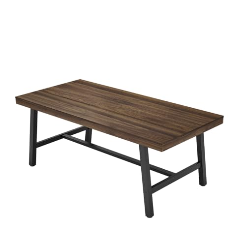 GarveeHome Industrial Dining Table for 6-8, 70.87' Heavy Duty Rectangular Kitchen Table with 2'×2' Metal Legs & Wood Top, Large Dining Table for Home Office, Dining (Brown, 71' Non-Extendable)