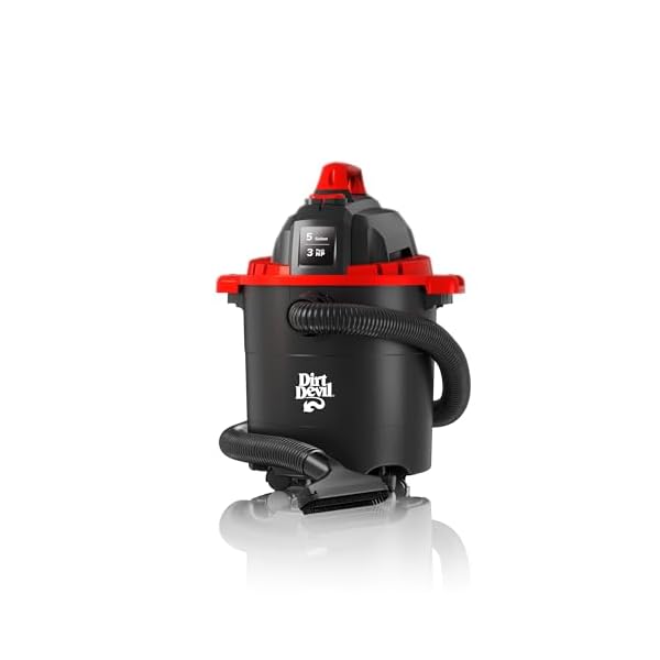 Dirt Devil 5-Gallon Corded Wet/Dry Portable Compact Design with Versatile Tools, Shop Vacuum, SD65000, Black