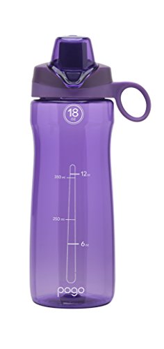 Pogo BPA-Free Plastic Water Bottle with Chug Lid, Purple, 18 oz