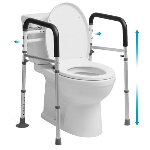 Toilet Safety Rails with Handles – Adjustable Toilet Safety Frame for Seniors, Handicap &...