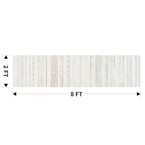 2x8 Runner Rug Machine Washable Non Slip Area Rug Distressed Neutral Moroccan Boho Rug Ultra Soft Floor Runners for Hallways for Entryway Laundry Room Kitchen, Multi-Color