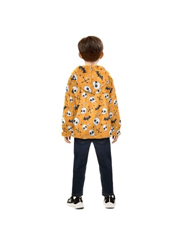 Cartoon Halloween Bone Bat Girls Fleece Jacket Girls Fall Jacket Boys Coats Zip Up Hoodie Children Outerwear 2-10T4