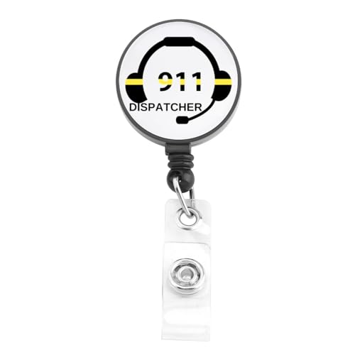 UJIMS Thin Gold Line 911 Dispatcher Retractable Badge 911 Gifts for First Respondent Police Firefighter Nurse Emergency Room EMT