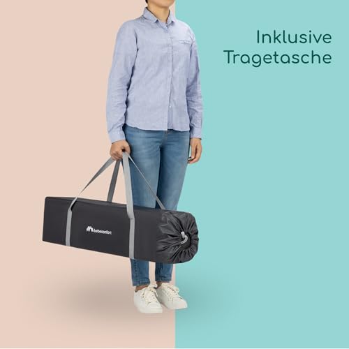 Bebeconfort Sweet Dreams, Baby Reisebett, 0–3 Jahre (0–15 kg), Reisebett leicht für Babys, Große gepolsterte Matratze, Seitenfenster, Einfach Kompakt Klappbar, Mit Reisetasche, Mineral Graphite