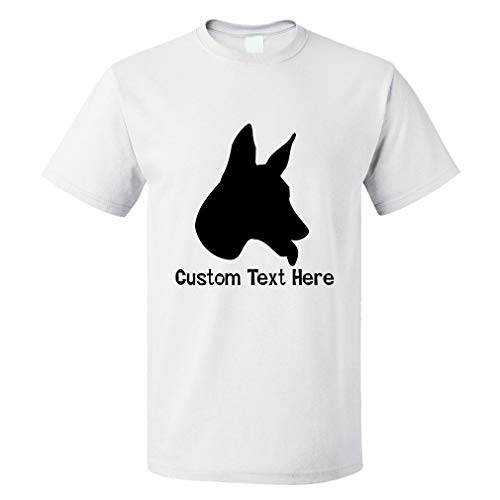 Custom Funny Graphic T Shirts for Men Pharaoh Hound Silhouette Cotton Top White Personalized Text Here 3X Large