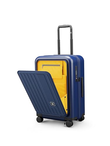 Image of EUME Cabin Pro Luggage Trolley for Travel 57cm, Cabin Bag | Trolley Bag Small for Luggage | with Laptop Sleeve | 100% Polycarbonate (PC) 8 SilentRun Hinomoto Wheels, Midnight Blue