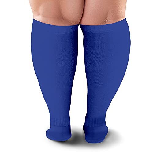 Image of Knee High Compression Socks 15-20 mmHg - Everyday Use Improves Blood Circulation, Relieves Pain & Swelling (2X-Large, Blue (1-Pair))