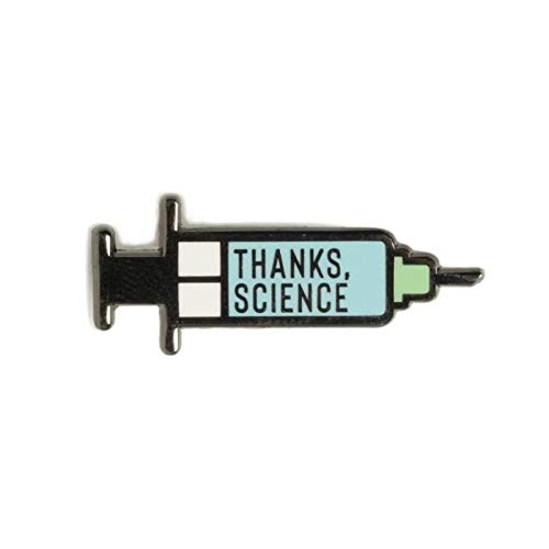 Scucs 2021 Mini épinglette en forme de seringue de vaccin avec inscription « Thanks Science » en émail dur 2,8 cm pour décoration de sac, veste, sac à dos Cover