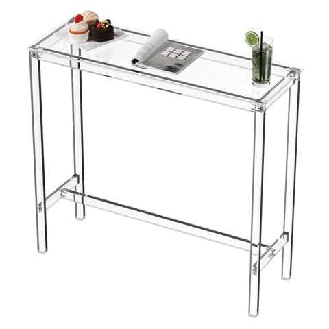 Sumerflos Acrylic Counter Height Table - 39" Clear Bar Table Rectangular High Top Pub Table Kitchen & Dining & Living Room, Indoor & Outdoor Sturdy and Durable, Easy to Assmble Cover