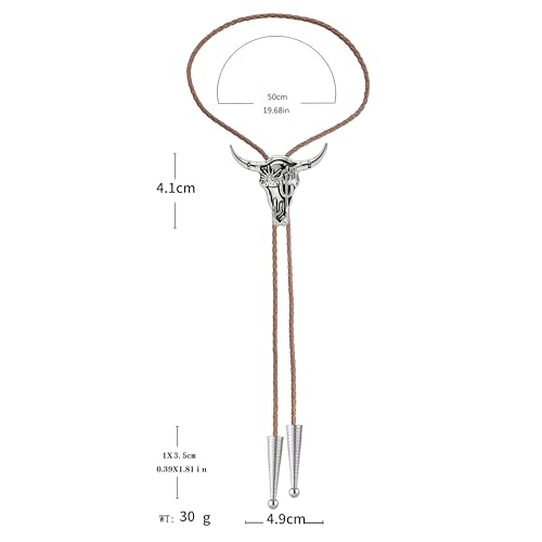 Image of Jeilwiy Bolo Tie for Men Western Cowboy Tie Necklace Gold Bolo Tie Leather Necktie Halloween Tie Accessories for Women