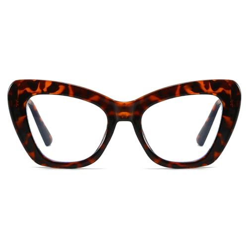 Image of Mirkcittle Oversized Blue Light Blocking Glasses for Women Men Trendy Cat Eye Fake Computer Gaming Eyeglasses