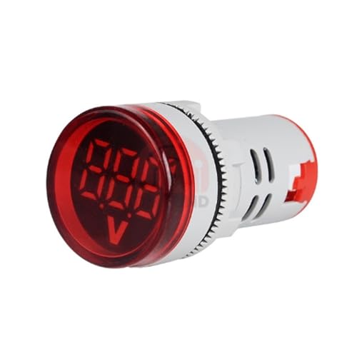 交流電圧表示デジタルLED電圧計 6-100V DC 12V 24V 22mm 丸型 LED デジタル表示 電圧計 信号灯 電圧テスター 計測ツール(Red)