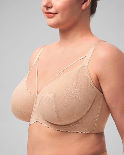 Image of HSIA Minimizer Bras for Women Full Coverage, Unlined Lace Sexy Plus Size Underwire Bra for Large Breasts