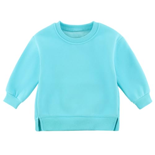 Toddler boys and girls crew neck pullover sweatshirts fleece solid fall and winter clothing for Kids 6M-7Y