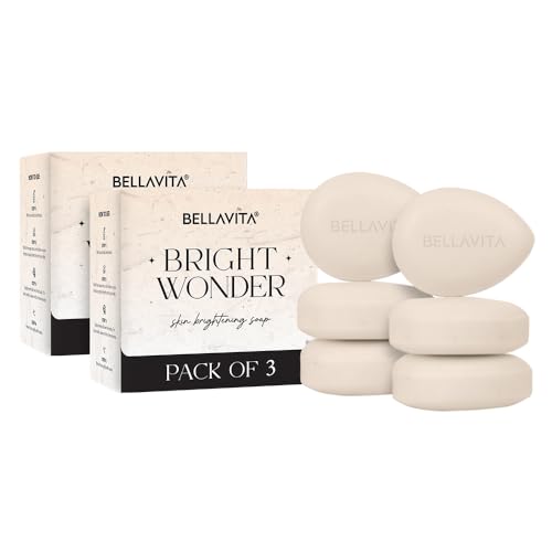 Image of BELLAVITA Bright Wonder Brightening soap | Pack of 6 x 100Gm | Dark Spot & Pigmentation reduction | Kojic acid & mango butter | Paraben free