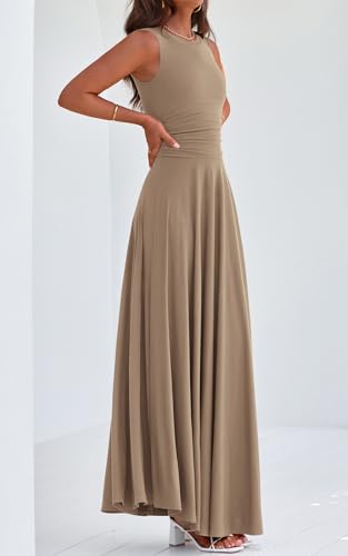 Image of PRETTYGARDEN Womens Summer Dresses 2026 Casual Sleeveless Crewneck Aline Maxi Dress Stretch Tank Flowy Long Dresses