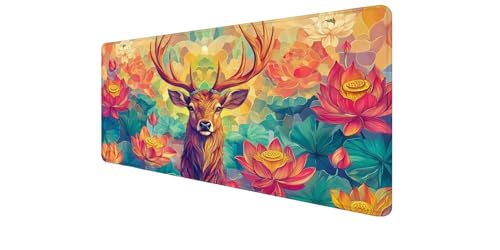 Tapis de souris XXL gaming cerf 700x400 antidérapant pour ordinateur gamer PC