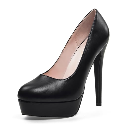 Image of Elisabet Tang Women's Platform High Heels Pumps Shoes Peep Toe 5.5 inch Stilettos Slip On for Dress Wedding Party Prom