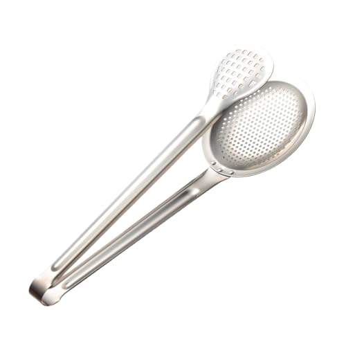 Passoire à cuillère à frire, cuillère à fente pour écumoire, Cuillères à écumoire en acier inoxydable pour la cuisine, Louche de crépine de pince de cuisson d'écumoire en métal, crépine de maille d'hu