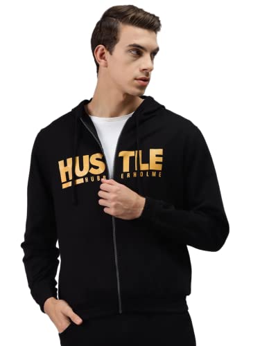 Image of Hubberholme Men's Cotton Blend Hustle Printed Hooded Sweatshirt