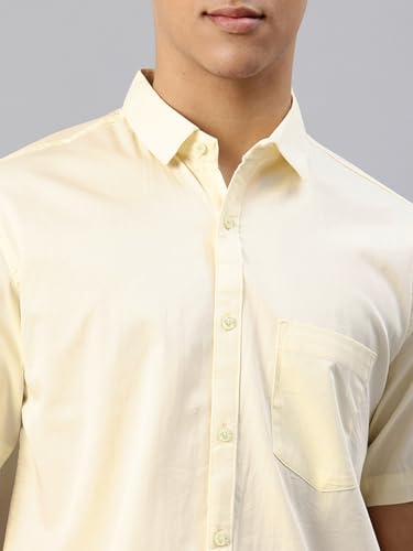 Image of Majestic Man Slim Fit Pure Cotton Half Sleeve Solid Casual Shirt