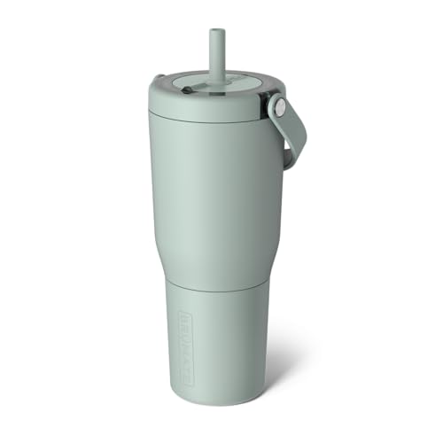 BrüMate Resa BRS35SA - Tumbler with handle and straw 1.04L/35oz size 100% leakproof triple-insulated made of Stainless Steel Silicone sleeve cup-holder friendly Sage color