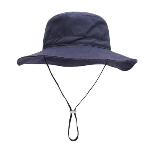 PSOWQ 1 Pieza Sombrero para el Sol Sombrero para bebé niño Sombrero de Pesca Sombrero Ajustable con ala Ancha UPF 50+ para niñas y niños - Azul Marino