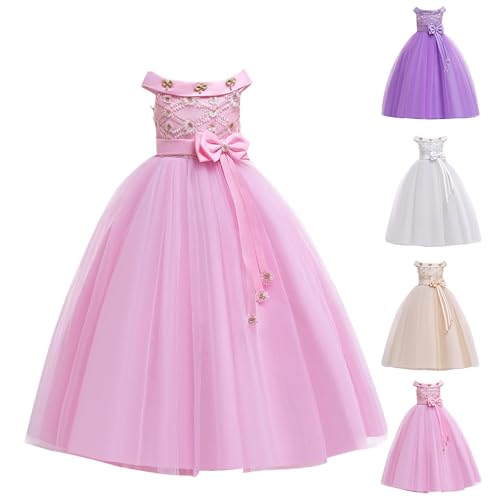 Flower Girls Cute Bow Puffy Tulle Maxi Dress Elegant A Line Wedding Pageant Dress Princess Party Ball Gown for 7-14 Years2