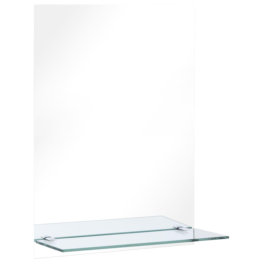 vidaXL Wall Mirror with Shelf, Contemporary 40x60cm Tempered Glass, Silver Rectangular Wall-Mounted Bathroom/Bedroom/Living Room Mirror