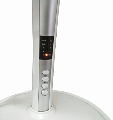 ARGO TABLOWH - Ventilateur de table - Diamètre 40 cm - 60 Watts - 3 vitesses - Affichage LED - Débit d'air 4500 m3/h - Télécommande - Oscillation automatique - Inclinable - Blanc