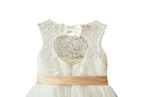 Ivory Lace Tulle Wedding Flower Girl Dress Junior Bridesmaid Dress Flower Girls Dresses3