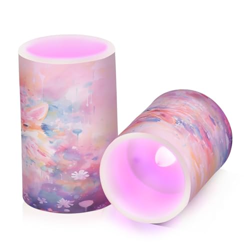 ALAZA Fox25 Flickering Flameless Candles Battery Operated with Remote Timer,Tea Light Candles LED Pillar Votive Candles Set of 2 for Outdoor Indoor Decorations