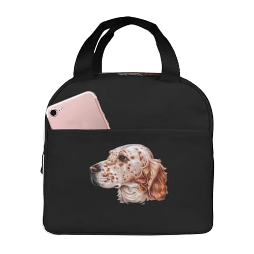 English Setter Dog Lunch Bag for Women Adults Men Insulated Lunch Box, Leakproof Cooler Food Containers Reusable High Capacity Lunch Tote Bags for Work/Travel/Office